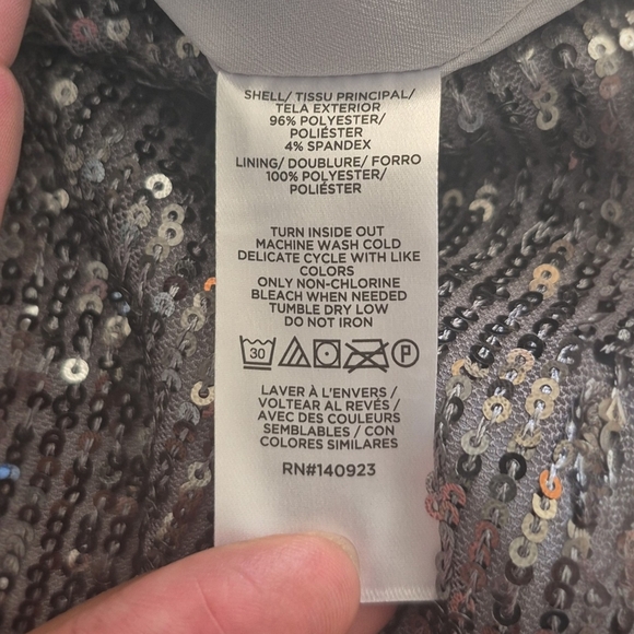 Loft Silver Sequin Side Zip Wide Leg Pant Sz 10P - Picture 10 of 10